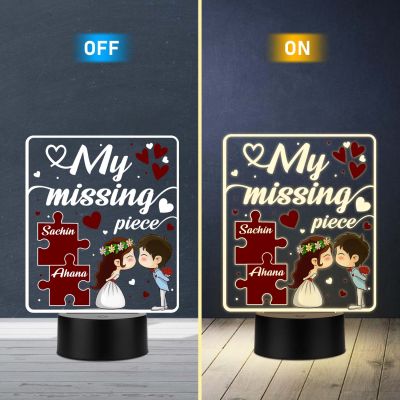 Personalized Couples UV Print 3D LED Night Light My Missing Piece Acrylic Lamp